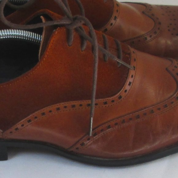Stacy Adams Mens Brown Leather w\ Suede Upper Wingtip Oxfords Shoes Size… - Picture 4 of 8
